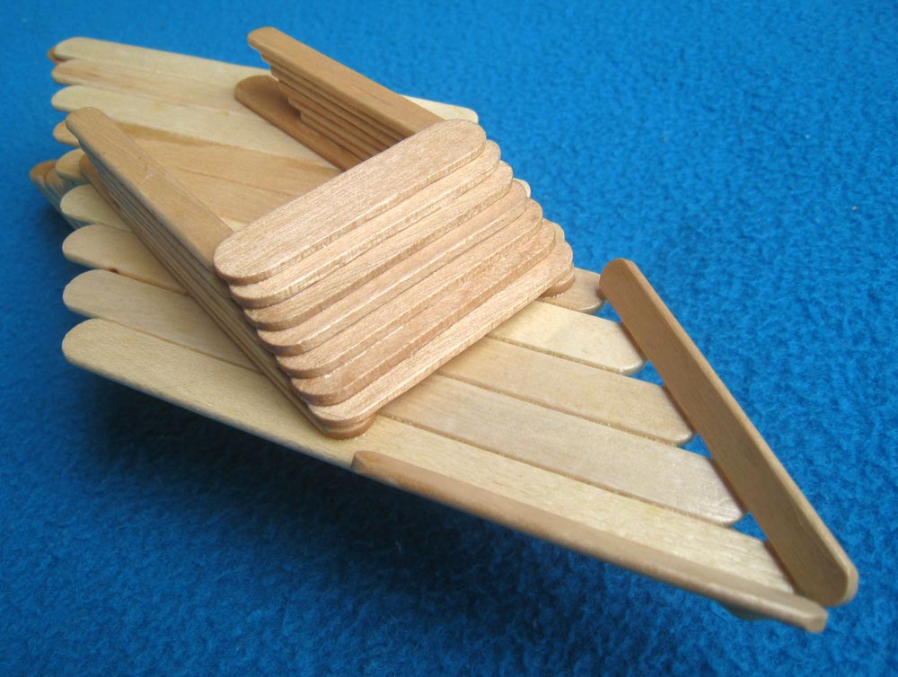 Popsicle stick boat with submarine motor DIY family
